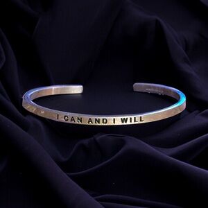 MantraBand stainless Steel I can and I will cuff bangle bracelet